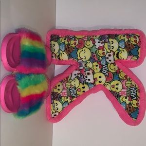 Justice Pillow And Rainbow Fuzzy Slides